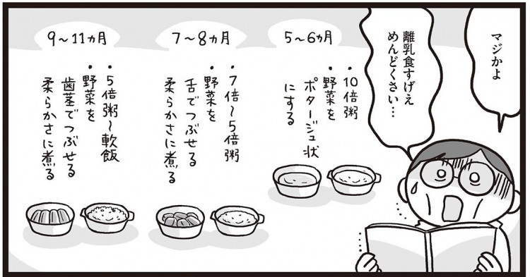 日本ではまだ珍しい「子供の離乳食を作るお父さん」であるノダDさん ©水谷さるころ/幻冬舎